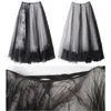 Jupes femmes Vintage dentelle couture gothique blanc noir plissé Maxi 2024 femme longue luxe doux Tulle Tutu jupe jupon