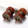 Ohrstecker BONISKISS Frauen Holz Boucle D'oreille Femme 2024 Doppelseitige Runde Lebensbaum Männer Punk Gothic Barbell