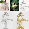 Gold Sliver Reindeer Christmas Tree Hanging Bauble Ornament Party Xmas Decor Deer With Bells Festival Party Baubles244P