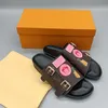 Luxo lou marca verão designer sandálias chinelo slides floral brocado couro flip flops mulheres homens sapatos sandália sem esforço luis vui sapatos casuais planos