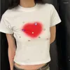 女性のTシャツTシャツ女性サマーY2Kシックショートスリーブデザイン3Dハラジュクの恋人レジャークロップトップ2024ストリートウェアスリムトレンディ