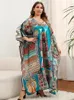 Vrouwen Badmode Print Bohemian Maxi Jurk Herfst Lange Vrouwen Beach Cover Up Kaftan Pareos Gewaad Plage Beachwear Badpak Tunieken