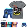 Clothing Sets 2024 Summer Cartoon Boys NINJA KIDZ Clothes Kids Cotton T-shirts Denim Shorts 2pcs Cute Toddler Girls Outfit