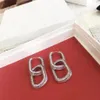 simple double Square connect earring stud hoop gold color and silver plated whole PS5736321m