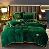 Luxury Milk Velvet Ultra-thick Warm Bedding Set for Winter Warmth Skin-friendly Duvet Cover Set King Antistatic Quilt Cover Sets 240127