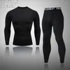 Heren thermisch ondergoed Hoge kwaliteit Solid Color Men Men Winter Running Compressie Suit Leggings Sport Fitness Long Johns Set