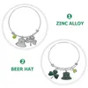 Charm Bracelets St Patricks Day Bracelet Shamrock Bangle Green Irish Women Girl Valentine Mardi Gras Jewelry Set Party