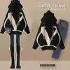 Women's Hoodies Oversized Autumn Set 2024 Fat Mm Age Reducing Hooded Knitted Sweater Jeans Slim Two Piece