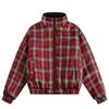 Giacca vintage double face Parka Uomo Donna Cropped Plaid invernale Addensare Stand Colletto Cappotto allentato Street Outwear Leggero 240123