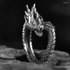 Cluster Ringe Gothic Punk Silber Farbe Dargon Männer Frauen Öffnung Einstellbare Finger Ring Vintage Y2K Ästhetische Trendy Schmuck Drop