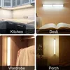 Night Lights PIR Motion Sensor LED Cabinet Light Dimmable USB Rechargeable 6/10/20/36/60 LEDs Closet Lamp For Kitchen Wardrobe