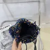 Totes Sequin Siny Beads Evening Party bucket Bags For Women Luxury Designer andbags And Purse 2023 New In Mini Drawstring CrossbodyH24131