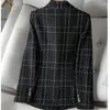 Garnitury damskie Tweed White Plaid Long-Sleeved Top Jacket 2024 Autumn and Winter Korean Style Modna elegancka, luźna swobodna garnitur