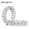 100% Real 925 Sterling Silver Emerald Cut Created Moissanite Diamond Engagement Wedding Rings Women Fine Jewelry Ring Cluster218U