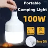 Lanternas portáteis LED Luz de acampamento Lâmpada recarregável USB 20W 40W 80W 100W Lâmpada de emergência Iluminação para barraca ao ar livre