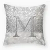 Oreiller 45x45cm Argent Alphabet Anglais A-Z Housse d'impression pour chambre d'enfant Taie d'oreiller douce