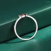 Cluster Ringen Creatieve Regenboog Serie Ruby Vlinder Ronde Volledige Diamond Lover Ring Voor Vrouwen Originele S925 Zilveren Jubileumcadeau Sieraden