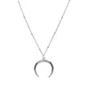 Hängen Half Moon Necklace 925 Sterling Silver Crescent Pendant Horn Choker Women Delicate Kolye Jewelry Demi Lune form