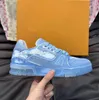 Männer Designer Sneakers Trainer Virgil Low lässige Schuhe Denim Leinwand Kalbsleder geprägte Sneaker Schnürung echtes Leder Frauen Dicke Plattform Triple Abloh Blue Black Pink