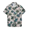 Mäns casual skjortor män semester skjorta hawaiian stil trädtryck kort hylsa för semester strand mjuk andas lös passform krage