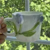 Mugs Ins Wind Girl Heart Hand-painted Three-dimensional Tulip Rose Ceramic Cup High-end Sense Mug Coffee Girlfriends Gift