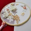 Decorative Figurines Bride Handheld Fan Retro Chinese Wedding DIY Handmade Vintage Flower Fans Party Favors Home Ornaments