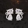 Stud Earrings CAOSHI Lovely Girl's With Cat Shape Design Fashion Chic Dazzling Zirconia Animal Accessories Trendy Jewelry Gift