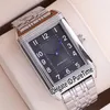 New Reverso Classic Medium Thin 2588120 자동 남성 시계 강철 케이스 검은 다이얼 스테인리스 스틸 팔찌 시계 핵심 E52B2272S