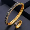 Pulseiras de luxo exclusivo conjunto de anel de pulseira africana conjuntos de jóias para mulheres casamento zircão cúbico cristal cz dubai conjunto de jóias de noiva