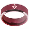 Cluster Rings Masonic Ring Red Color Tungsten Freemason SQUARE AND COMPASSES Wedding Engagement Anniversary Gift