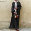 Etnik Giyim Türkiye Abayas Kadınlar İçin Zanzea Moda Müslüman Abaya Zarif Puf Kılı