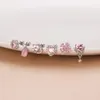 Stud Earrings 1Piece Pink Heart Zircon For Girls Ear Trend 2024 Women Jewelry Stainless Steel Piercing