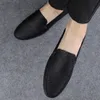 Sapatos masculinos de couro genuíno marca de luxo casual deslizamento em mocassins formais italiano preto masculino condução 240124