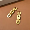 French Fashion Copper Gold-Plated Long Chain Earrings for Women S925 Silver Needle Spliced Ear Buckle Light Luxury Party trend