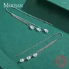 Boucles d'oreilles pendantes Modian exquise ligne en argent Sterling 925 scintillant clair CZ boucle d'oreille classique longue gland pour les femmes bijoux