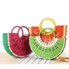 Bolsas coloridas de frutas e bolsas fofas semicirculares e feitas em PVC tecido beac palha bagH24131