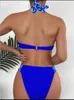 Mulheres de banho mulheres cintura alta biquinis 2024 vintage rendas até conjunto biquíni verão maiô moda feminina duas peças beach wear maiôs