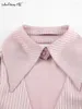 Blouses Femmes Mnealways18 Blanc Jacquard Sexy Femmes Streak Chemises Revers Découpe Simple Boutonnage Et Tops Bureau Dames Rose Stripe 2024