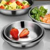 Dinnerware Sets Stainless Steel Dinner Plates Dish: 16cm Round Metal Salad Feeding Dishes Vintage Silver Reusable Serving Tray Pizza Pan For