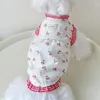 Psa odzież biała sukienka wiśniowa bąbelowa kota ubrania małe psy