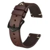 Кожаный ремешок для часов BISONSTRAP Crazy Horse, 18 мм, 20 мм, 22 мм, для умных часов Galaxy Gear, черный, зеленый, коричневый240125