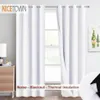 NICETOWN Full Blackout Curtain with Felt Fabtic Liner for Sound Insutation 3 Layers 100% Light Block Home Theater Baby Nursery LJ2224h