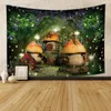 Tapisseries saga Forest Tapestry Wall Hanging Fantasy Magic Garden Svamp Estetik Kid Girl Bedroom vardagsrum Dorm Party Decor