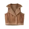 Women's Vests Lamb Hair Vest Autumn And Winter Loose Sleeveless Tank Top Sweetheart Leather Fur Integrated Suede Coat Trend