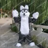 Alta qualidade personalizada longa mascote de lobo cinza traje de desenho animado traje de caráter de natal
