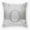 Oreiller 45x45cm Argent Alphabet Anglais A-Z Housse d'impression pour chambre d'enfant Taie d'oreiller douce