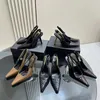 Luxe Designer Zomer Sexy Feestjurk Schoenen Meisje Loafer Avond Hoge Hak Mode Tops Schoen zwart bruin Hoge hakken Puntige Neus Pumps maat 35-40