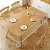 Table Cloth Lace Hem Transparent Tablecloth Waterproof Oil-proof PVC For Home Kitchen Dining Decorative Protective Cover