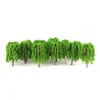 Decorative Flowers Plant Model Tree Toy Greenery Kitchen Landscape Plastic Resin Train Railway Willow 3D Decoration Green Convenient