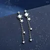 Dangle Earrings LIVVY Silver Color Eardrop Long Tassels Five-Pointed Star For Women Trendy Jewelry Party Accessories Gifts